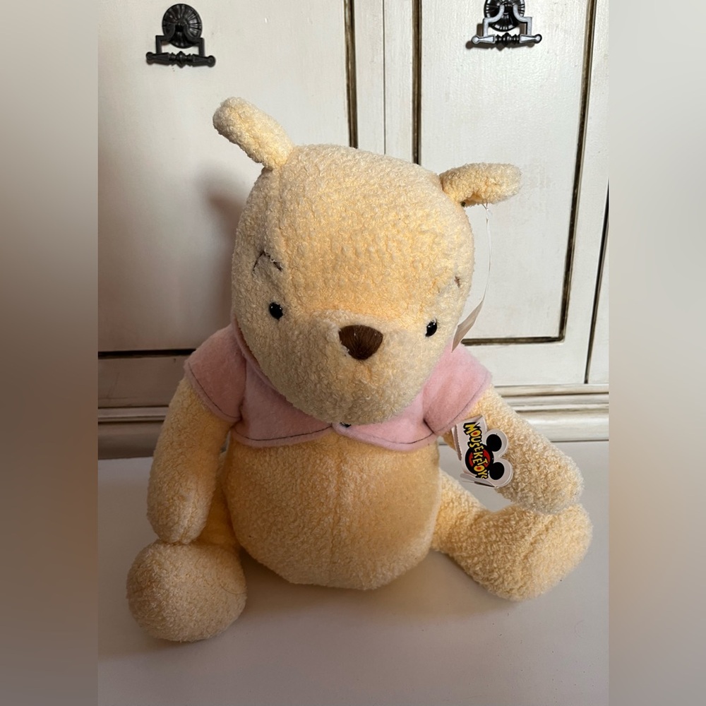 NWT Disney Pastel Classic Winnie The Pooh Pink Shirt Plush Bear Jointed arms leg